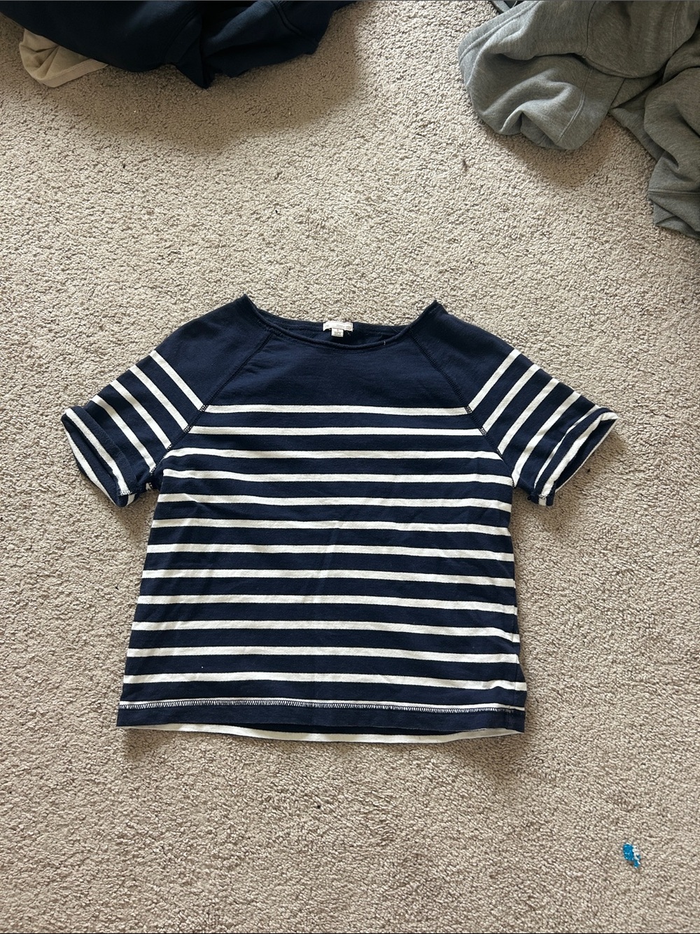 GAP Navy and White Striped Short Sleeve Tee - Boxy Crew